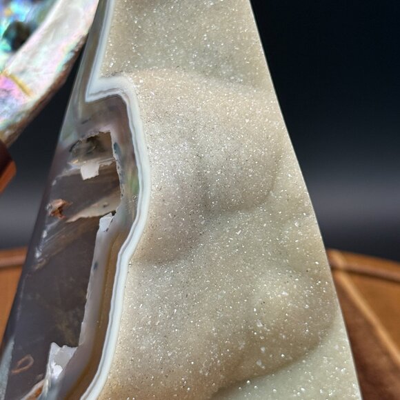 Agate Chalcedony Druzy Diamond Power Point Tower Crystal Geode - Picture 7 of 8